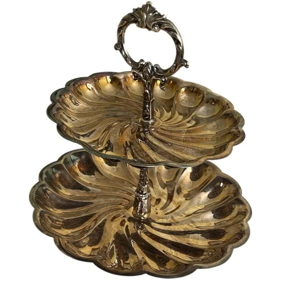 Elegant Gold Two-Tier Serving Tray - Picture 1 of 7